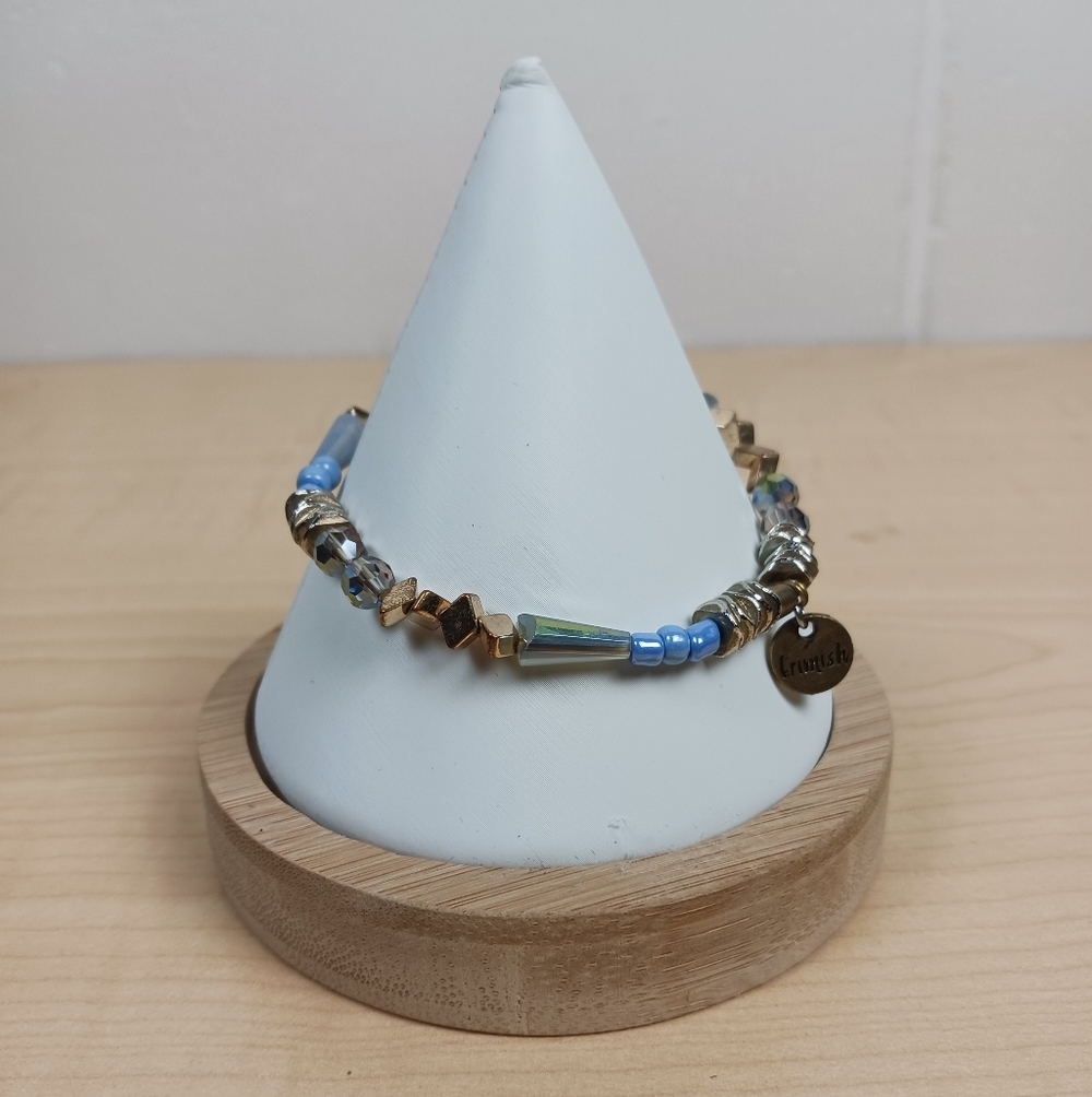 Erimish Boho Chic Stretch Beaded Stackable Bracelet Blue/Silver-Tone Jewelry
